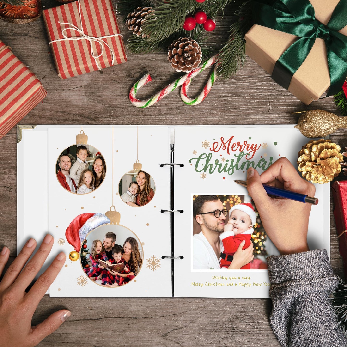 Vienrose DIY Scrapbook Photo Album Kit with Pens Tapes and Stickers 60 Pages Hardcover 8.5x11 Inches 3 Rings Removable Black Paper Scrapbooking Gift for Lover Friends Kids Wedding Valentine's White