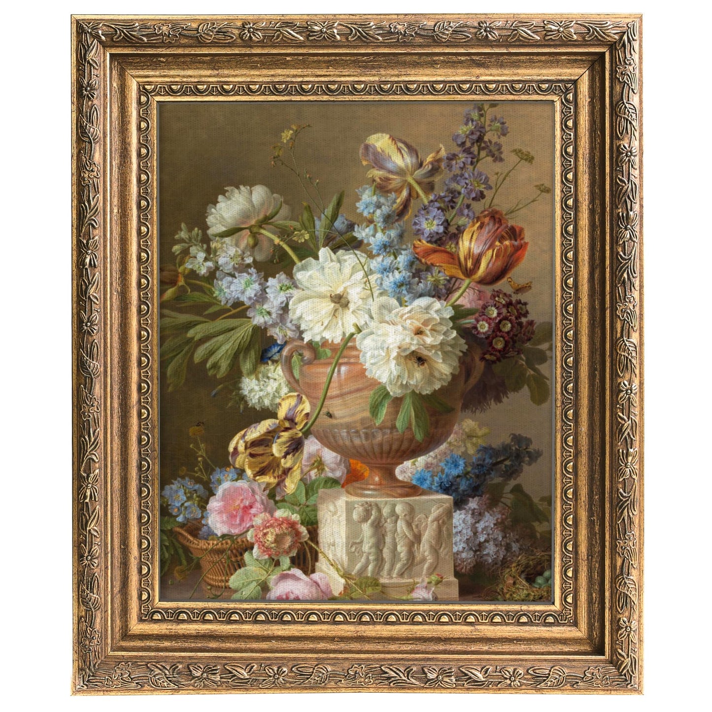 Abtgt 8x10 Canvas Floating Frame, Depth 2cm, Matte Gold Antique Ornate Canvas Frame for Oil Painting Art Prints, Vertical or Horizontal Wall Display, 1 Pack