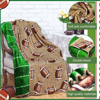 FuWeave Reversible Football Throw Blanket Double Sided Ultra Plush Blanket for Football Lover Gift Birthday Party Decor Home Bed Sofa Couch, 60 x 50 Inch