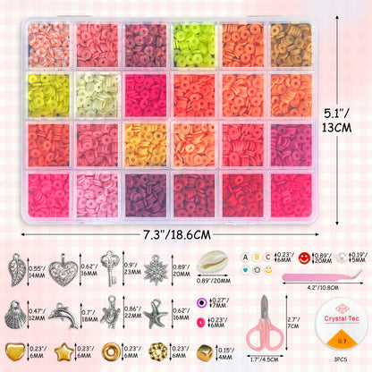 LINAYE 20000 PCS Clay Beads Kit with 120-Colors 6 Boxes Flat Preppy Polymer Heishi Beads with Pendant Charms Crafts Accessories, Friendship Bracelet Making Kit Crafts Supplies Kit Gift for Adults