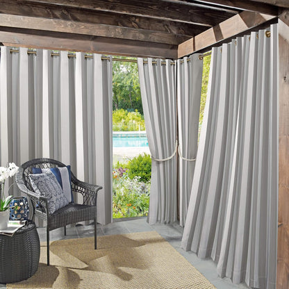 Sun Zero Valencia Cabana Stripe Indoor/Outdoor UV Protectant Energy Efficient Grommet Curtain Panel