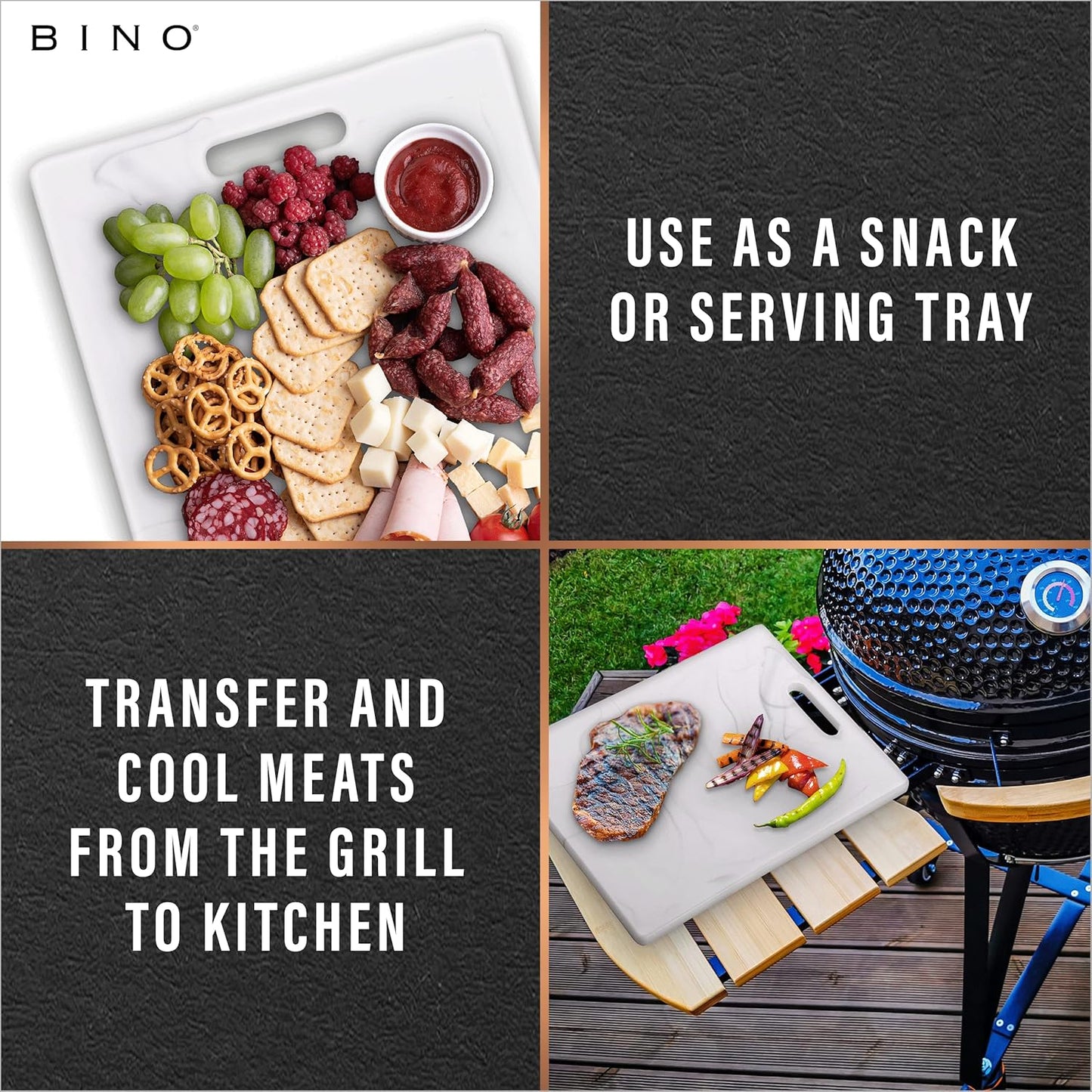 BINO 3-Piece Cutting Board Set, BPA-Free Plastic, Durable, Multipurpose, Dual-Sided, Dishwasher Safe