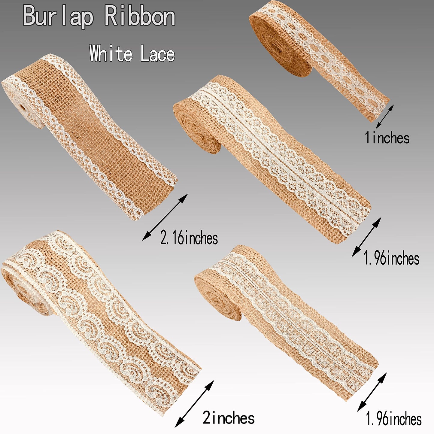 OZXCHIXU 30PCS Burlap Flowers Set Including 24 Handmade Burlap Flowers and Bowknots,5 Lace Burlap Ribbon Rolls, 1 Twine Ribbon and Glue Pointsfor Wedding Party Decoration Home Embellishment DIY Crafts