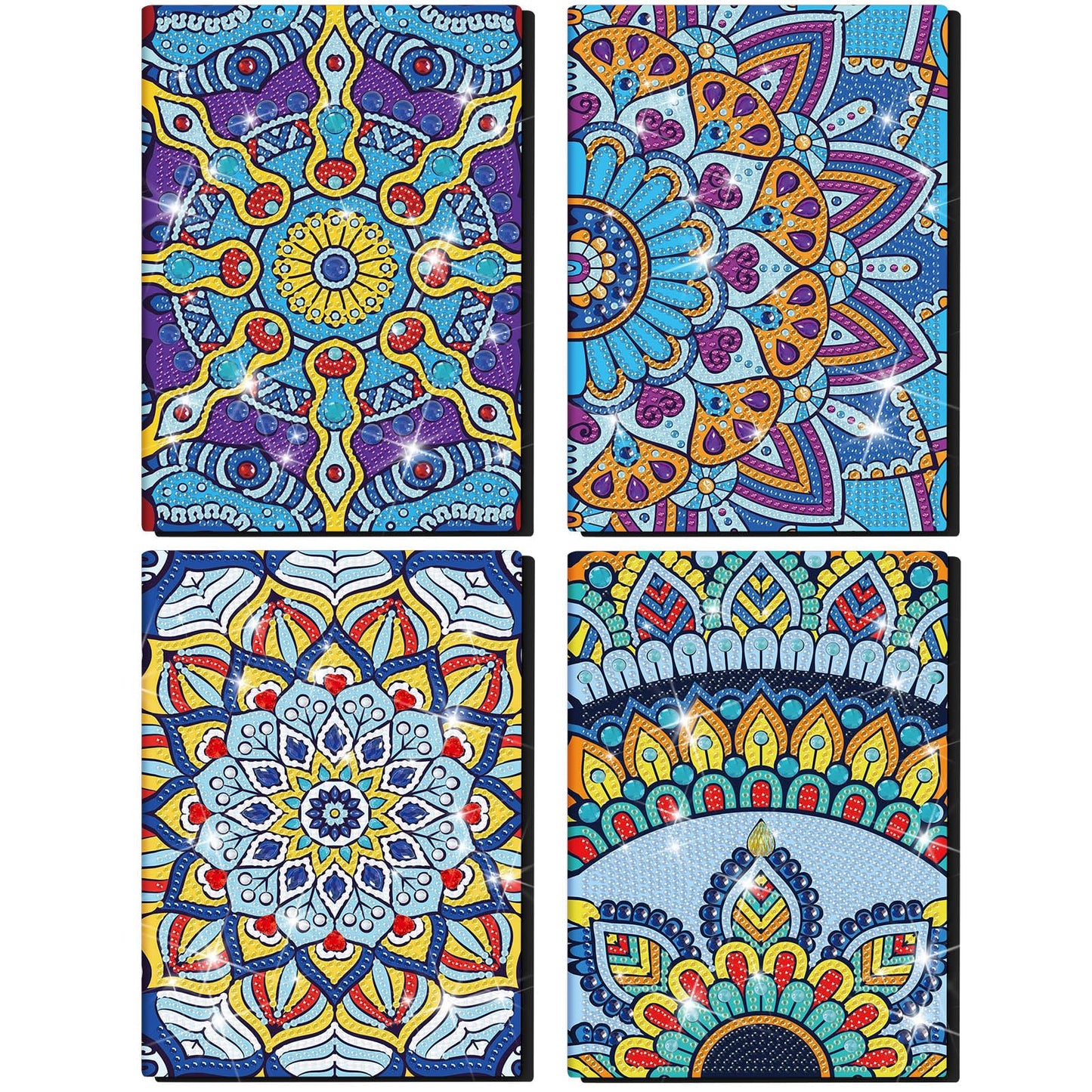 Frienda 4 Pcs Diamond DIY Notebook 5.5 x 8.3 Inch Mandala Diamond Art Notebook 100 Pages A5 Diamond Notebook 5d Journal with Tools for Craft Sketchbook Adult Drawing Gift