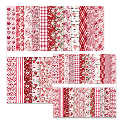 MerwDeeyt Scrapbook Paper 12x12 In and 6x6 In Pack, 48 Sheets Decorative Paper Double Sided Patterned Craft Paper for Scrapbooking Card Making Journaling Decor (Red)
