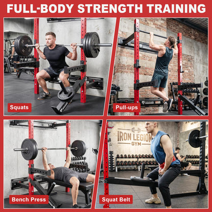 Fitvids Wall Mounted Power Rack Squat Stand, 1000 Pound Capacity 2“ x 2” for Home & Garage Gym with J-Hooks,Squat Lever Arm, Multiple Styles