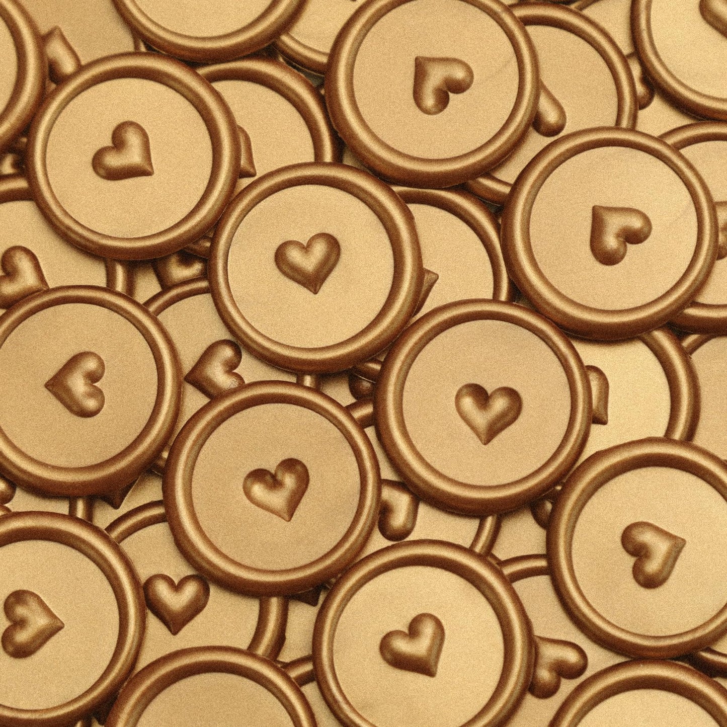 UNIQOOO Wax Seal Stickers - 3D Heart Wedding Invitation Envelope Seal Stickers, 50 Pcs Self- Adhesive Antique Gold Stickers, Perfect for Invitation, Christmas, Gift