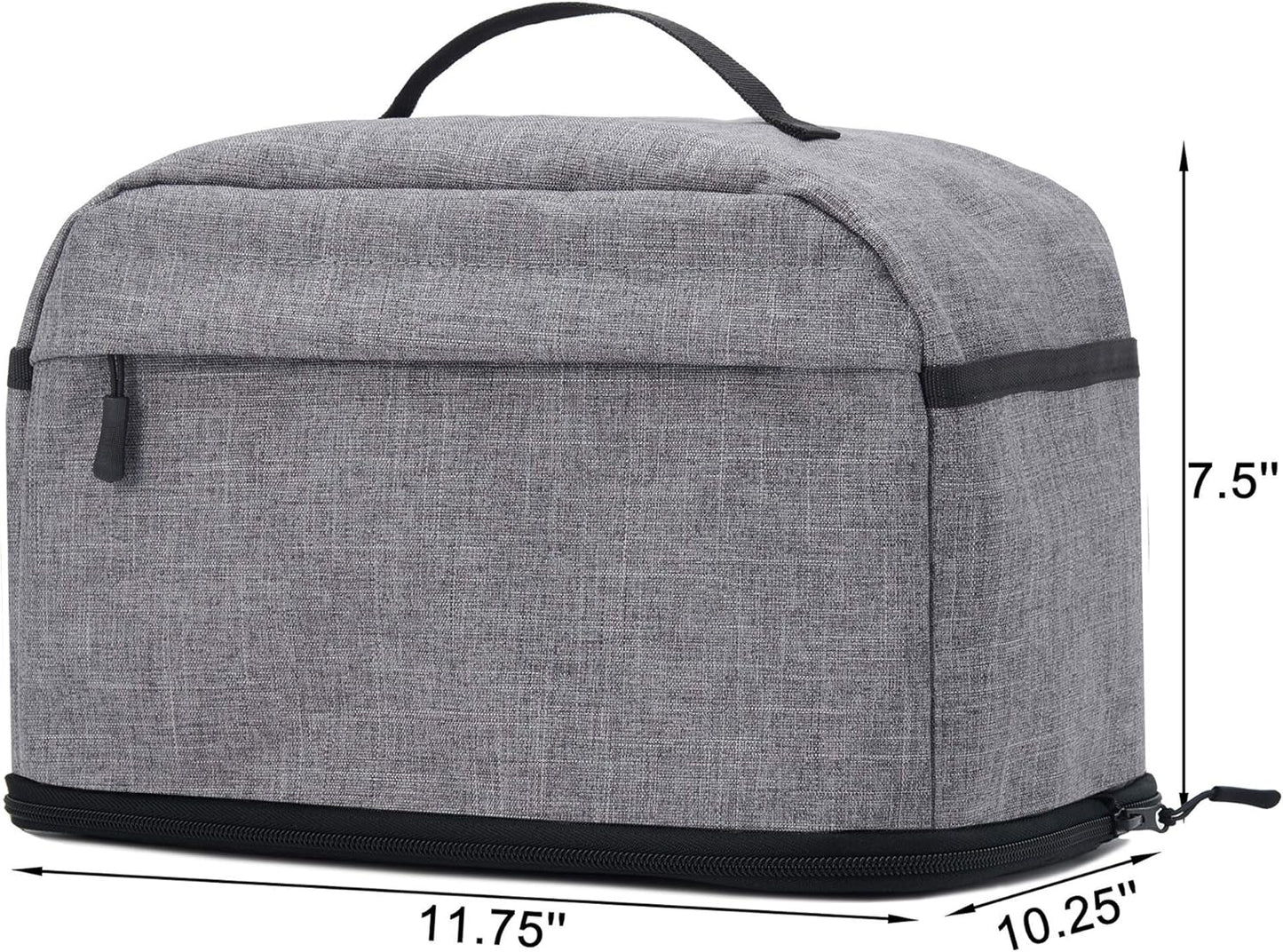 VOSDANS 4 Slice Toaster Cover, Gray, 2-in-1 Toaster Bag with Pockets, Machine Washable, Patent Design
