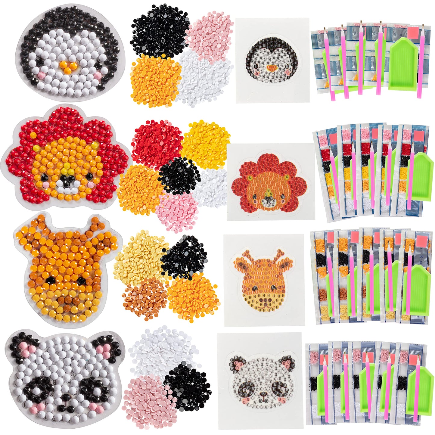 Kid's Birthday Party Diamond Gem Painting Craft Favor Kits- Zoo Buddies-20 Individually Packaged, All-in-One Packs for Boys & Girls - Unique Easter Basket Stuffer, Classroom Art Project Activity, Gift