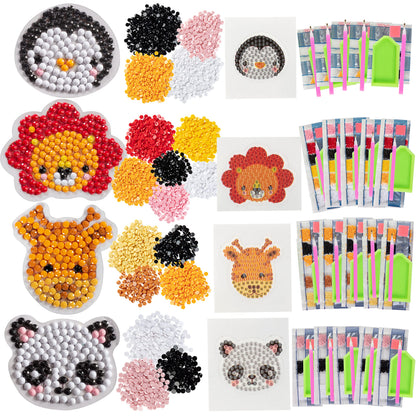 Kid's Birthday Party Diamond Gem Painting Craft Favor Kits- Zoo Buddies-20 Individually Packaged, All-in-One Packs for Boys & Girls - Unique Easter Basket Stuffer, Classroom Art Project Activity, Gift