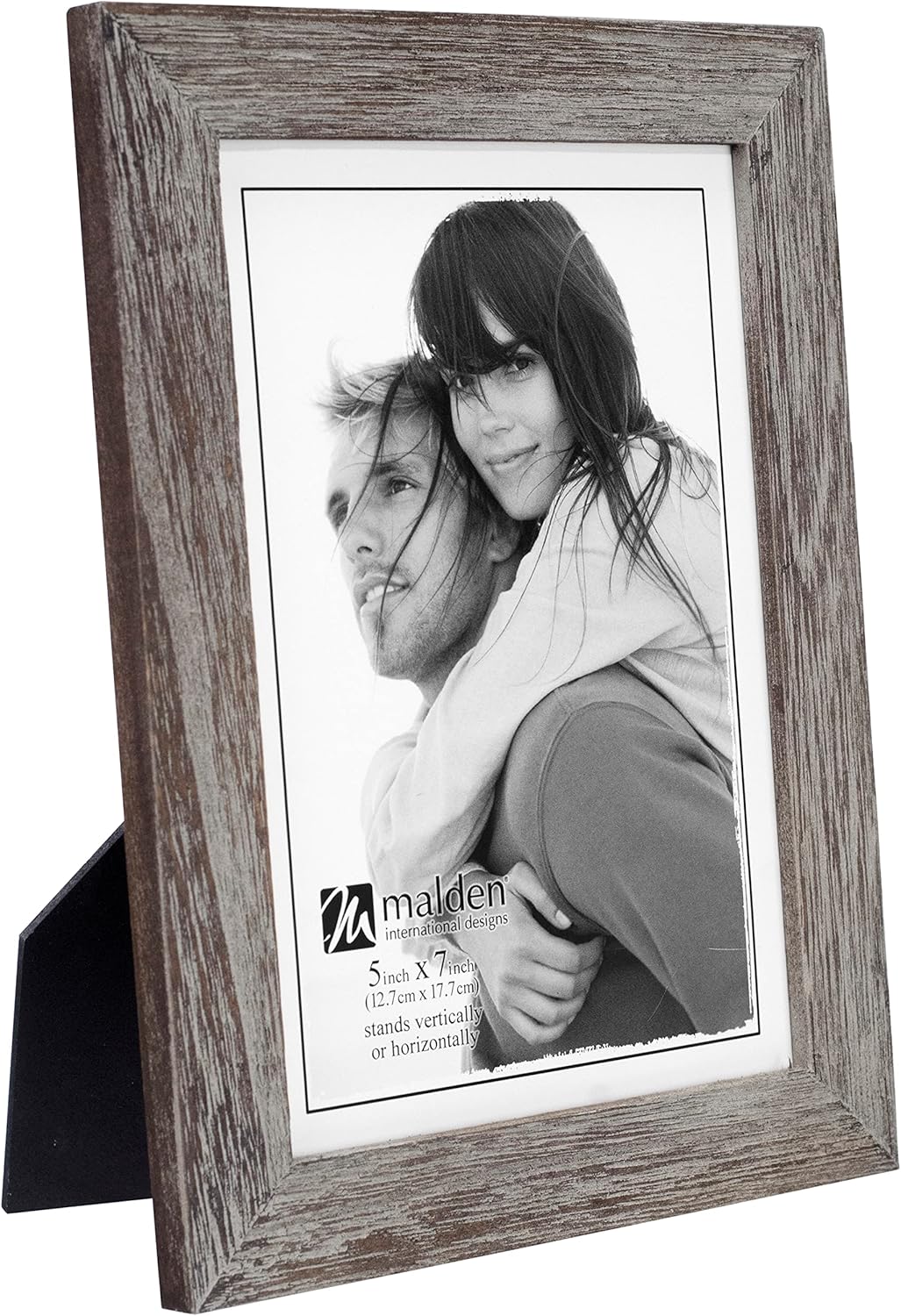 Malden International Designs Rustic Wood Picture Frame, 5x7, Linear, Rough Gray