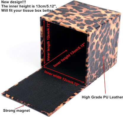 S Forever Home Decor Cube Tissue Box Holders - PU Leather Square Tissue Box Cover (Gold Lightning)
