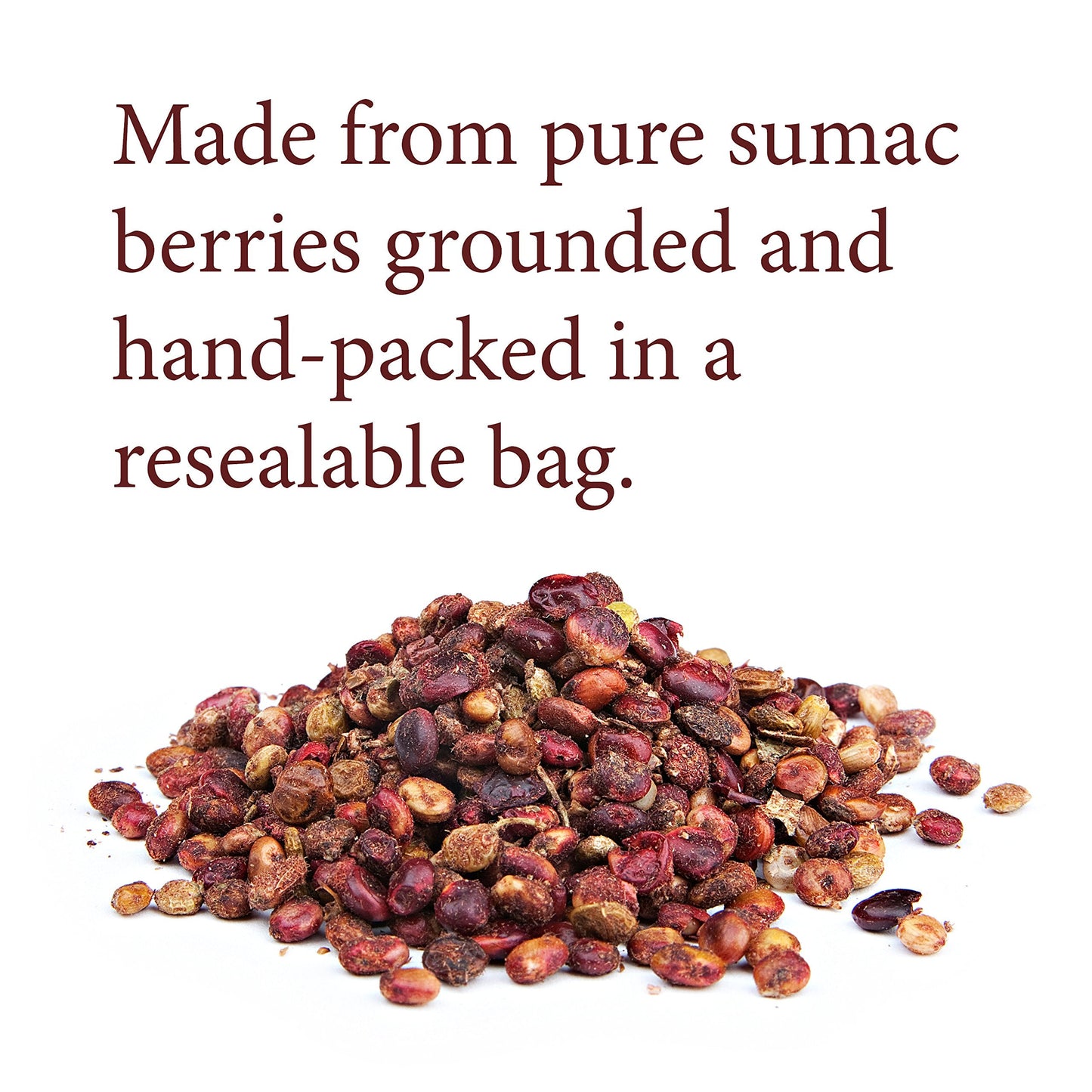 The Spice Way - Pure 100% Ground Sumac Spice, No Salt, no GMO, no Irradiation, Sumac Seasoning Powder 4 oz (resealable bag) (Sumak)(Sumakh spice)