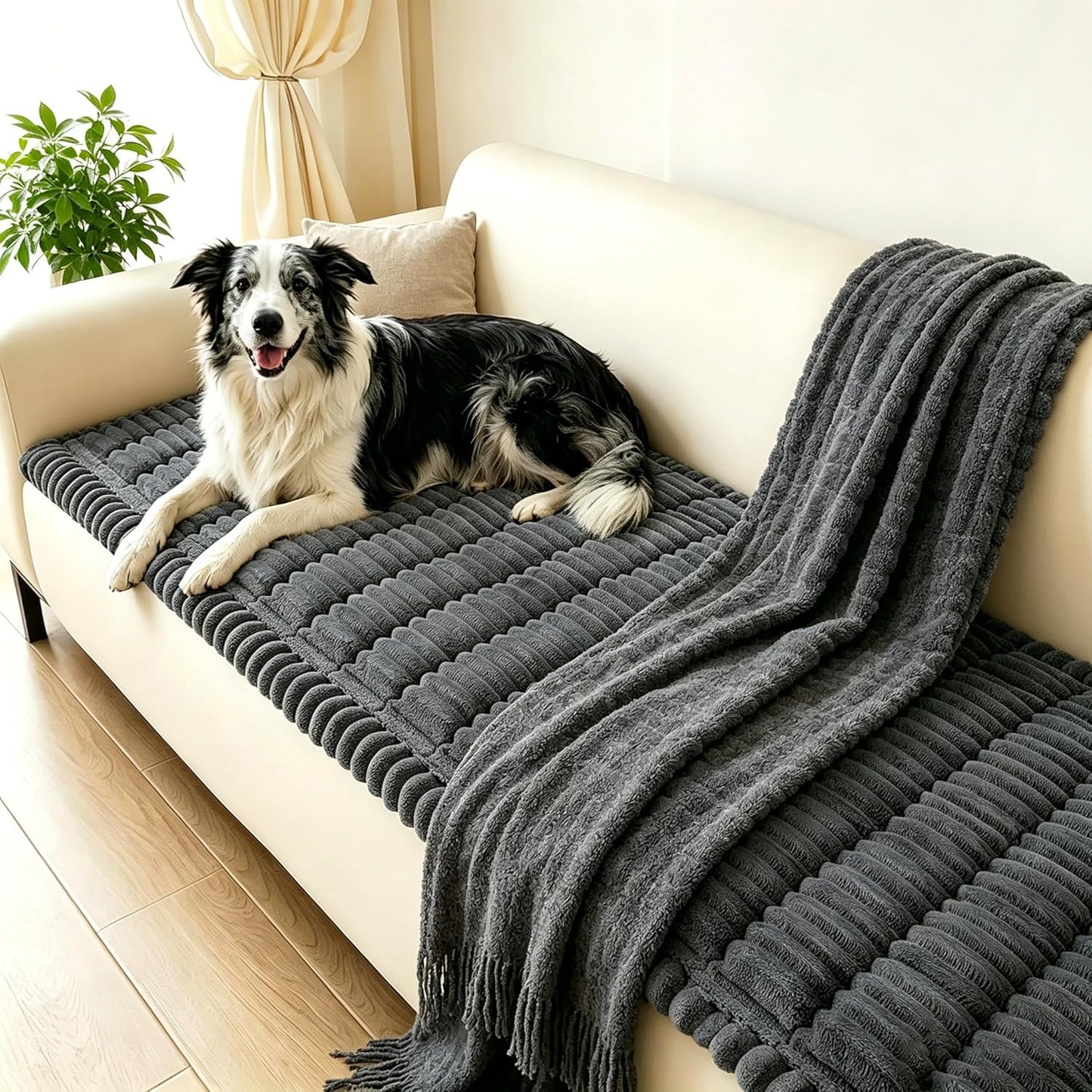 27.5"x82.6" Capslpad Couch Covers for Dogs Washable Non Slip Pets Sofa Covers Fuzzy Sofa Slipcover Geometric Pet
