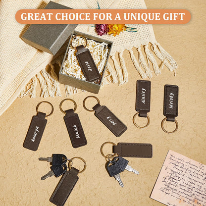 Wavyknot 48 Pcs Leather Keychains Blank Bulk PU Leather Laser Engraving Keychains Gift for Men Women Christmas Birthday (Brown Color)