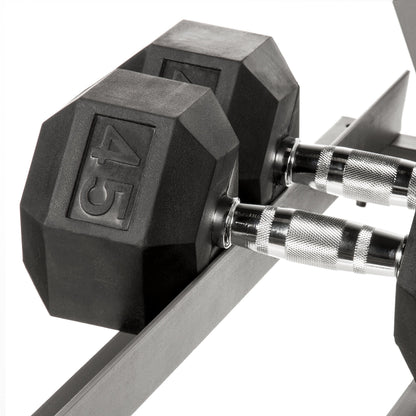XMARK 3-Tier Dumbbells Weight Storage Rack, Holds 5-50 Pound Hex Dumbbells Weight Set (10 Pairs Capacity)