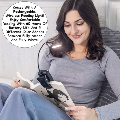 Homie Reading Pillow with Reading Light and Wrist Support, Has Arm Rests, and Back Support for Bed Rest, Lounging