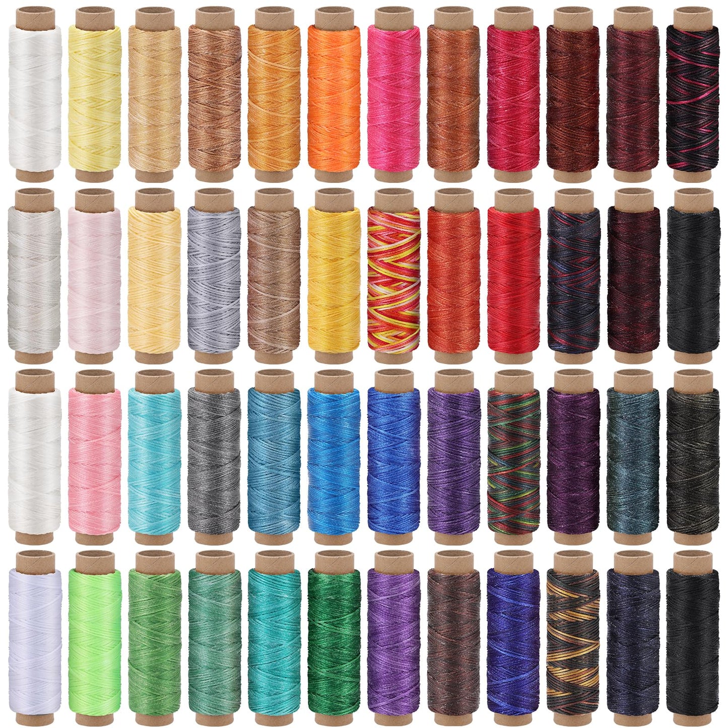 Jupean 48 Colors Waxed Thread, Leather Thread for Hand Sewing, Book Binding Threads, Leather Stitching Thread for Hand Sewing Craft DIY Bookbinding