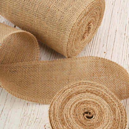 LaRibbons 6 Inch Burlap Wide Fabric Craft Ribbon, 10 Yard, Natural Brown Ribbon for Bow Crafting,Wreath-Making, Tree Decoration