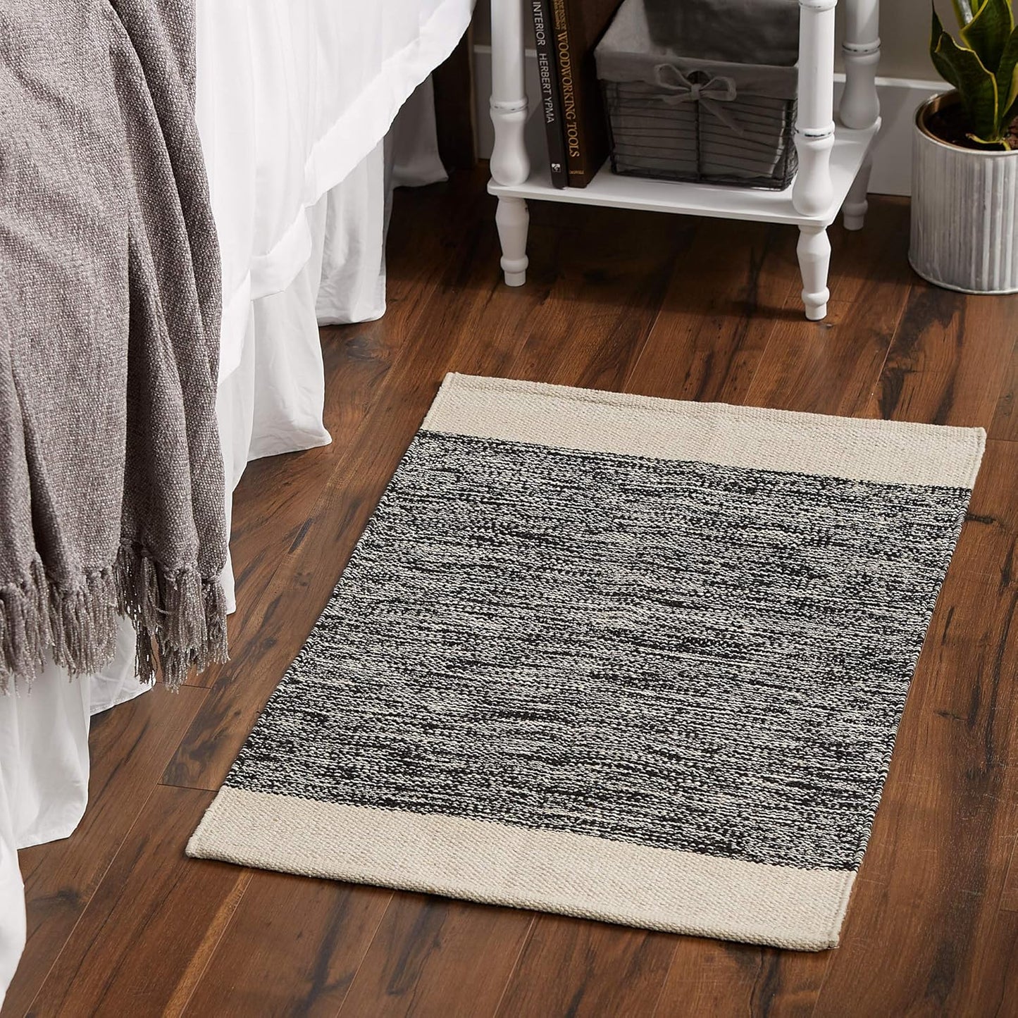 DII Woven Rugs Collection 2x3', Hand-Loomed with Black Border