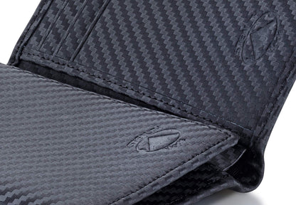 Stealth Mode Trifold Leather Wallet for Men with RFID Blocking (Carbon Fiber)
