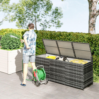 LMJITDS PE Resin Woven Outdoor Storage Chest with Waterproof Liner Enhanced Fade Protection UV Resistant Long-Lasting Durable Slate Gray