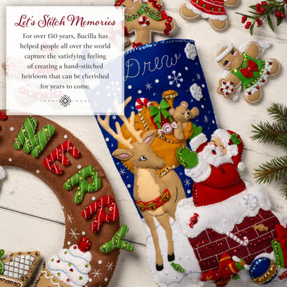 Bucilla Felt Applique Wreath Kit, Holiday Housecats, Perfect for DIY Arts and Crafts, 89490E
