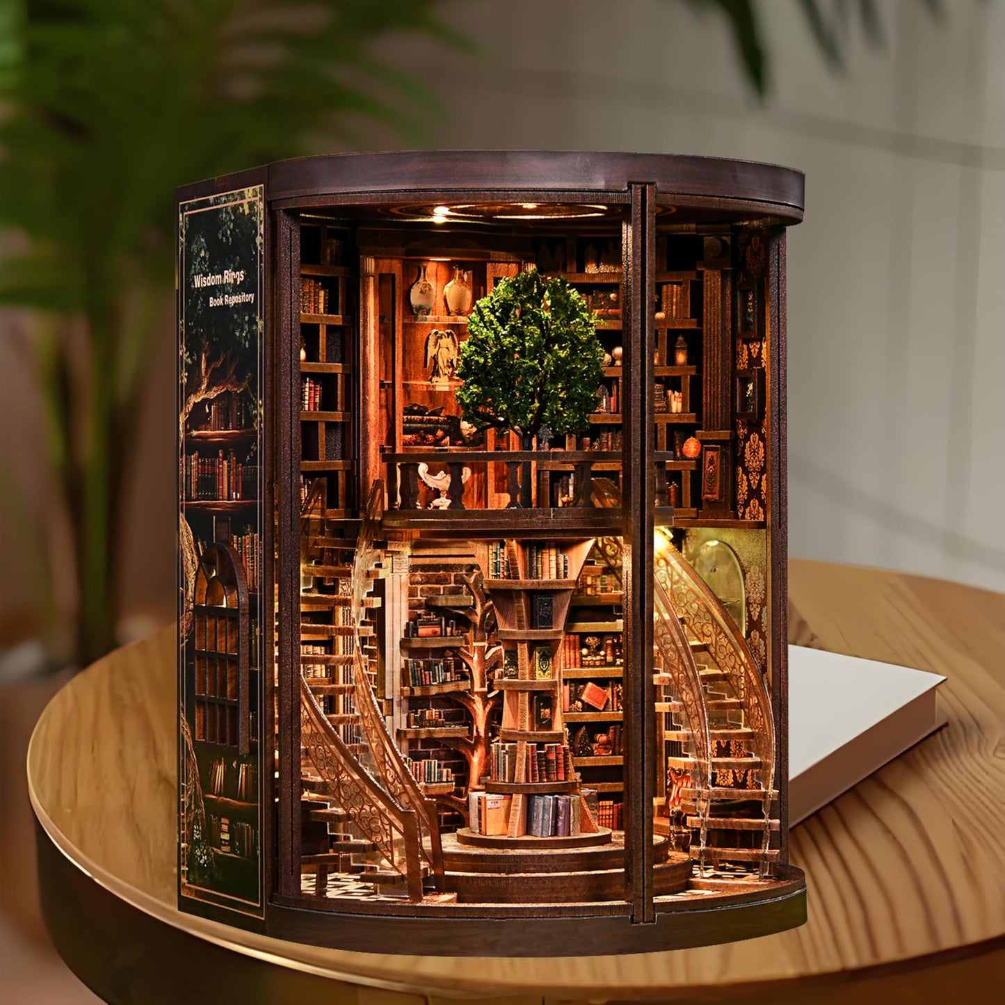 ISSEVE Book Nook Kits for Adults, Library Booknook Kit DIY Miniature Dollhouse Book Nooks, 3D Wooden Puzzle Model Creative Bookshelf Home Decoration Adult Crafts Kits Gift (Wisdom Book Repository)