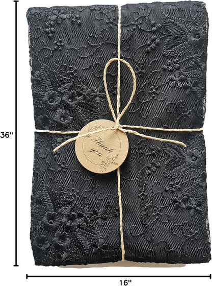 Insparkle Living 16 90 Lace Table Runner - x in, Embroidered Runner for End Table & Coffee Table, Vintage Black Lace