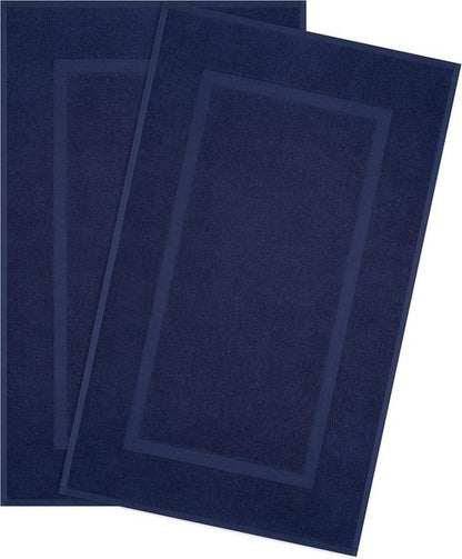 Cotton Paradise 100% Cotton Bath Mats - Soft, Absorbent & Quick-Dry | Set of 2, Navy Blue, 20x34
