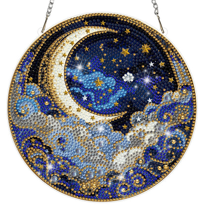 MAXBYE Moon Diamond Art Kits for Adults Hanging Ornament, DIY Special Crystal Diamond Painting kit, Double Sided Painting Kits for Beginners Gift Wall Home Decoration 8×8 Inch