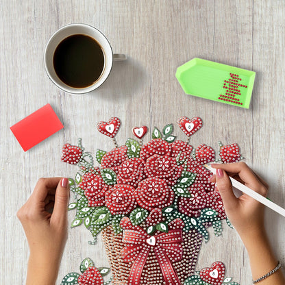 SENQAO Flower Diamond Art Hanging Kits for Adults Kids, Diamond Art Suncatchers Bouquet, 5D Special Shaped Crystal Diamond Painting Kit Valentine's Day, Window Pendant Gem Art Kit for Home Wall Decor