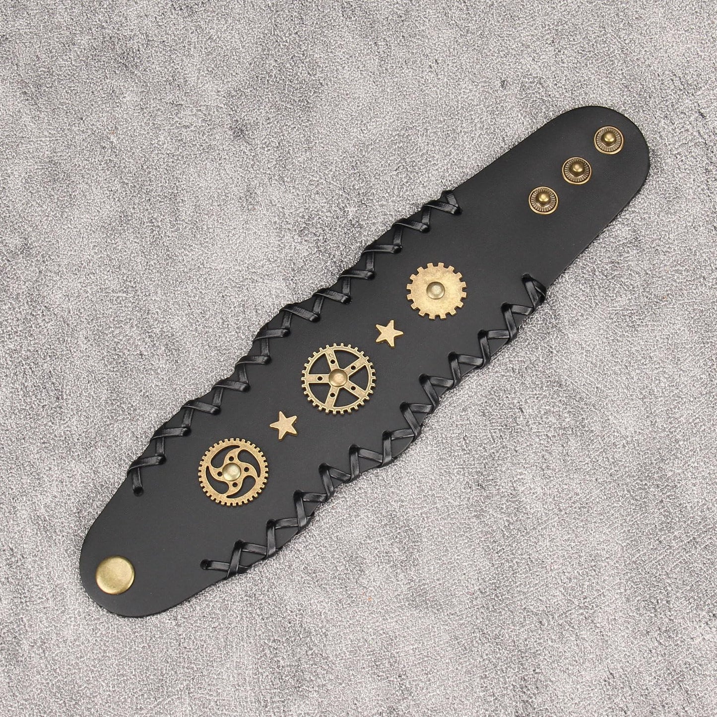 GelConnie Mens Bracelets Leather Cuff Steampunk Alloy Gear Leather Wristbands for Men Women Bracelets Cuff Bangle Jewelry