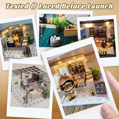 Flever DIY Miniature House Kit, Tiny Home Kit with LED Light, Mini House Build Craft Kits for Adults and Teens, Home Decor Creative Gift for Family/Friends (Leisurely Coffee Shop)