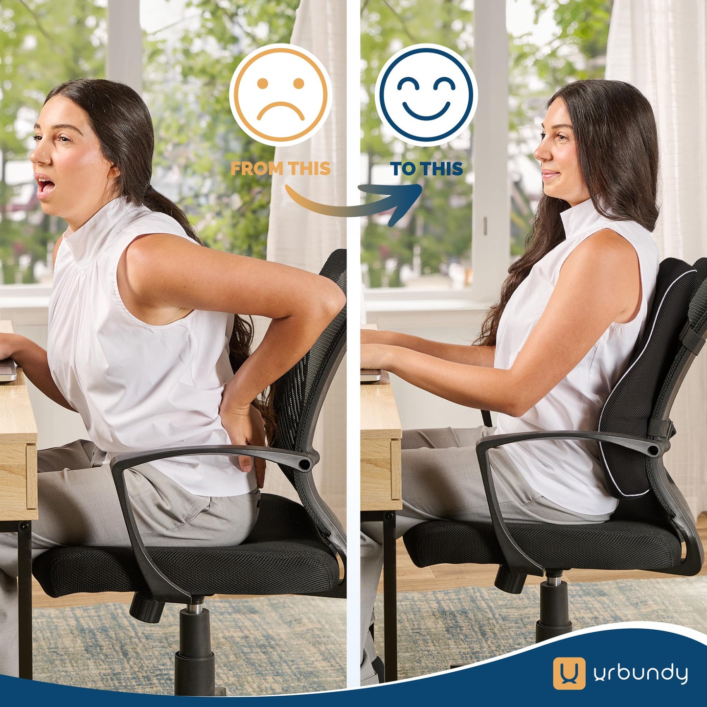 Lumbar Support Pillow for Office Chair with Strap - Perfect Lumbar Pillow Cushion for Upper & Lower Back Support for Office Chair, Back Support Back Pillow - Also Perfect Lumbar Support Pillow for Car