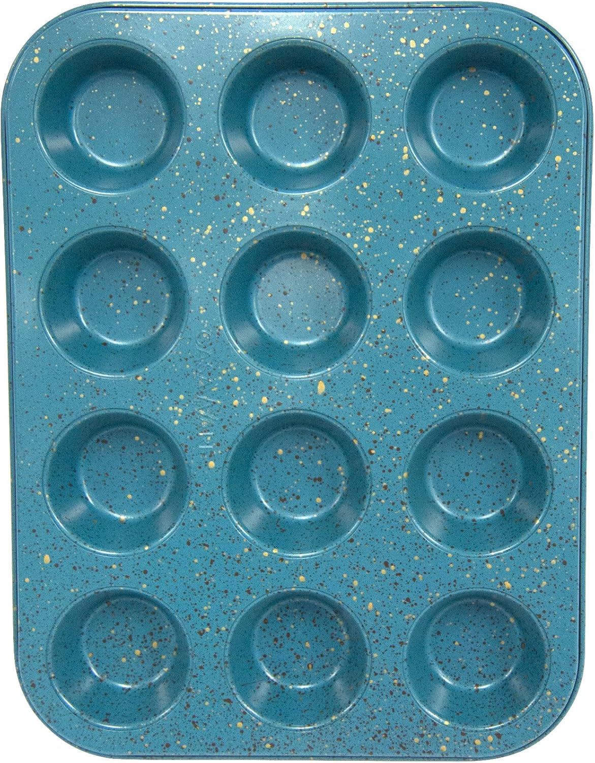 casaWare Mini Muffin Pan, 12 Cup Ceramic Coated Non-Stick (Blue Granite)