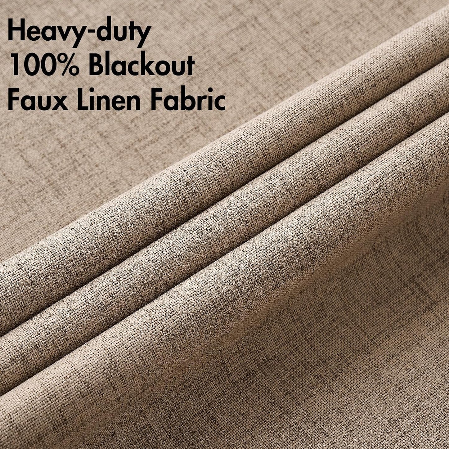 MIULEE 100% Blackout Linen Textured Curtains - Thermal Insulated Copper Brown Grommet Drapes | 42 x 90 Inch (2 Panels)
