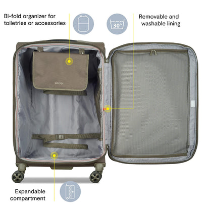 DELSEY PARIS Helium DLX Softside Expandable Luggage with Spinner Wheels, Navy Blue, Checked-Large 29 Inch