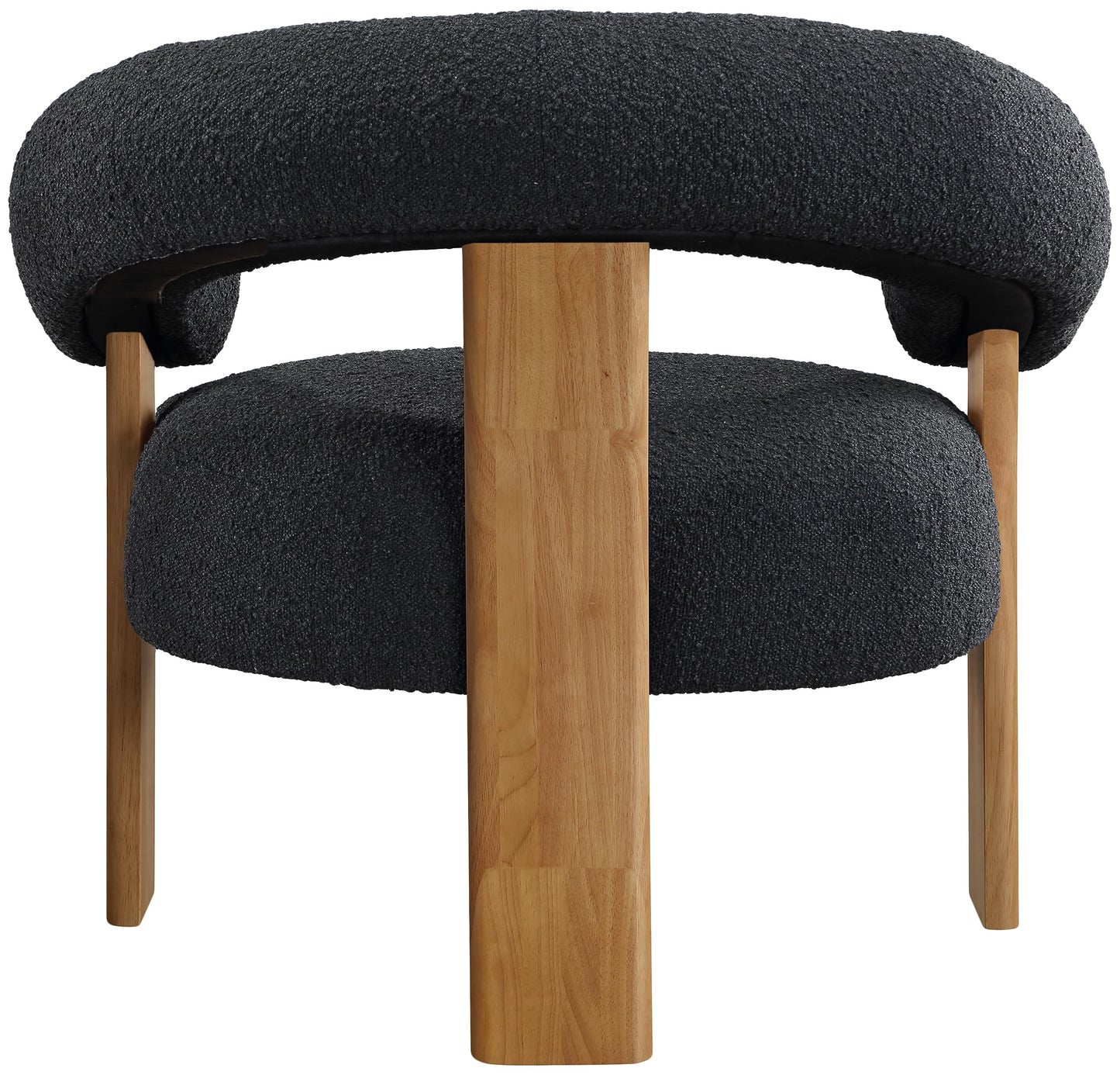 Meridian Furniture 496Black Winston Collection Mid-Century Modern Boucle Fabric Upholstered Accent Chair with Rich Black Boucle Fabric, Solid Wood Legs, Natural Finish, 35.5" W x 29" D x 30" H, Black