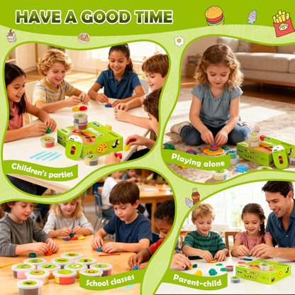 Air Dry Clay Kits - 12 Boxes Magic Modeling Clay for Kids, Party Food Theme Shaping Clay Art DIY Craft Kit, Ultra-Soft Texture, Includes Shaping Tools and Tutorials, Gift for Boys and Girls