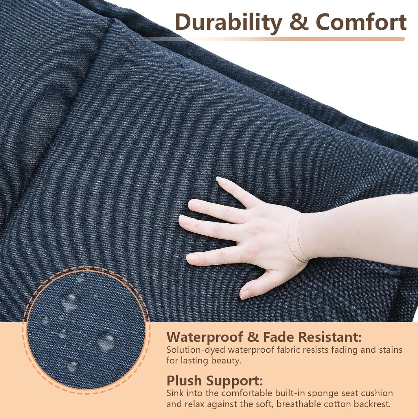 18" 42" 1.5", Set 1 C-Hopetree Indoor High Back Rocking Chair Cushions for Glider and Swivel Rocker, Outdoor
