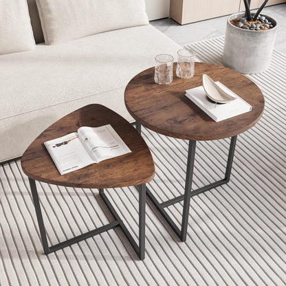 HOJINLINERO Set 2 Round Coffee Table of End Tables for Living Room,Black Small Coffee Table Living Room Table,Metal