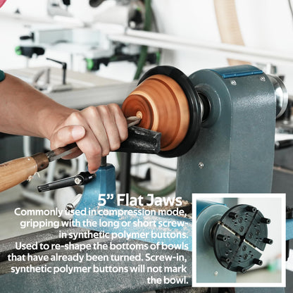 BMTURNING 4” Wood Lathe Self-Centering Chuck Set, Dovetail Jaws, Pin Jaws, Step Jaws, Wide Jaws, 5" Flat Jaws, Wood Screw, 1"x8TPI Thread, adaptor to 3/4"x16TPI, with Nickle electric Coating.