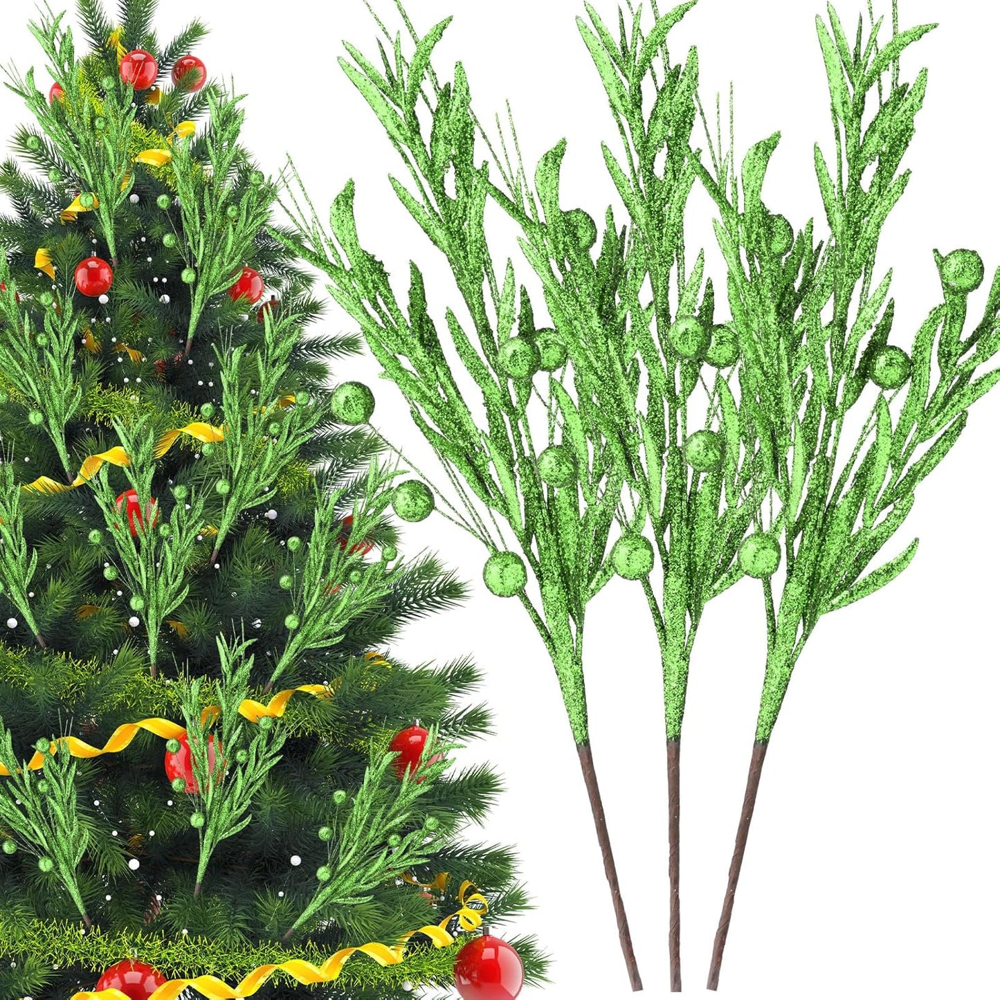 20 18.8'' Giegxin Pcs Christmas Artificial Glitter Berry Stems - Glitter Berry Branches Ornaments Christmas Tree Picks