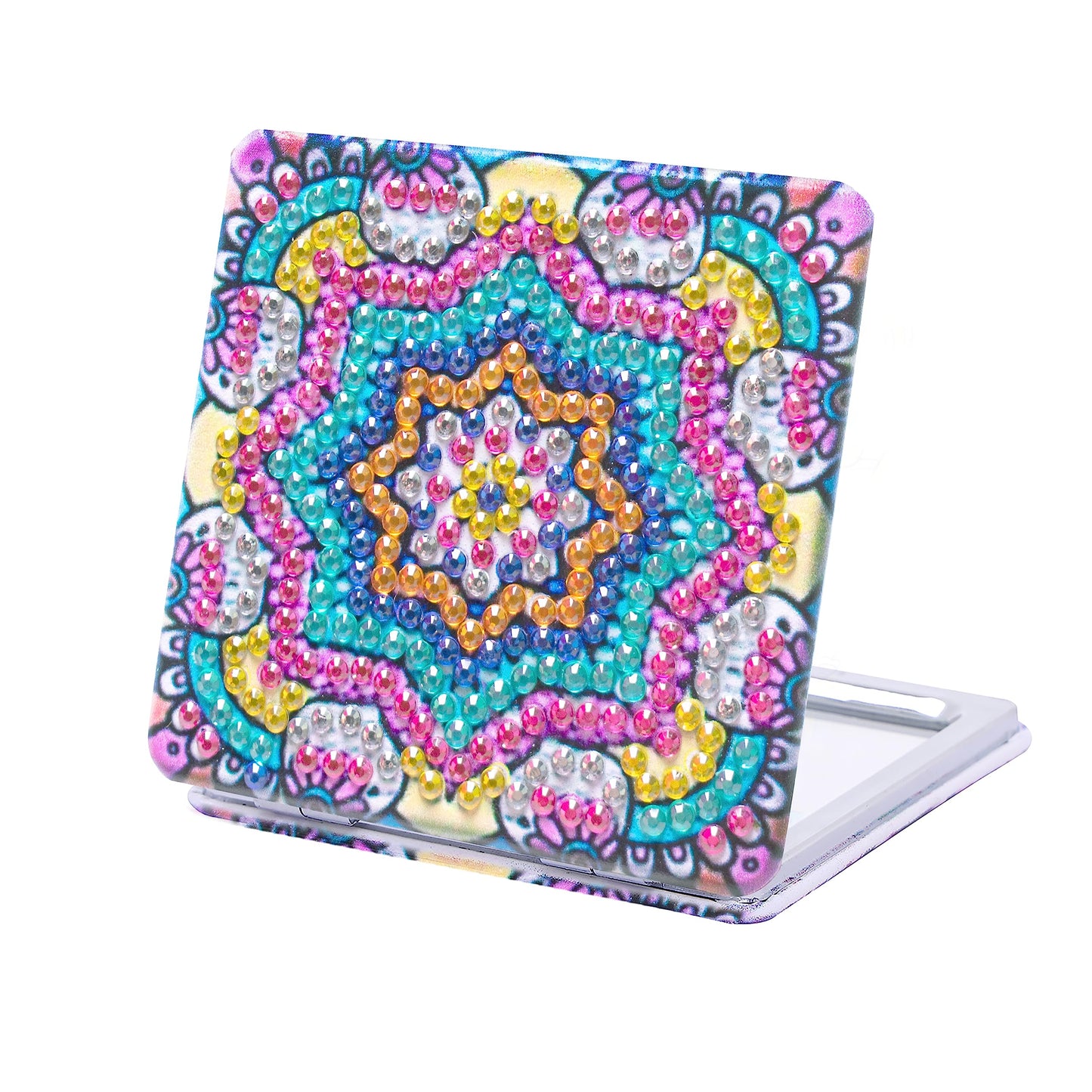 HXYQMMY 4Pcs Diamond Painting Compact Mirror Kits - DIY Pocket Mirror with Mandala Diamond Painting Cover Portable Folding Mini Makeup Mirror Diamond Art Kits for Women Gift (mirror116-119)