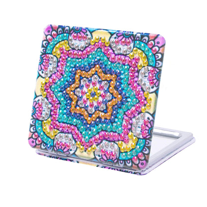HXYQMMY 4Pcs Diamond Painting Compact Mirror Kits - DIY Pocket Mirror with Mandala Diamond Painting Cover Portable Folding Mini Makeup Mirror Diamond Art Kits for Women Gift (mirror116-119)
