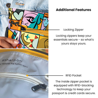 Sherpani Sadie, Nylon Crossbody Bag, Lightweight Shoulder Bag, Travel Cross Body, Crossbody Purse for Women, RFID Protection, Removable Coin Purse, Travel Gift (Chromatic Classic)