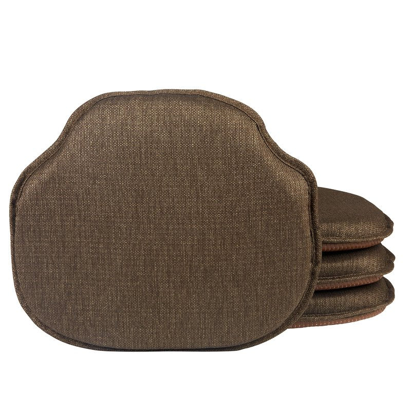 Klear Vu Gripper Omega Non-Slip Windsor Chair Cushions with Skid-Proof Seat Pad for Dining Room, Kitchen, and Office Use, 16x15 Inches, 4 Count (Pack of 1), Chestnut