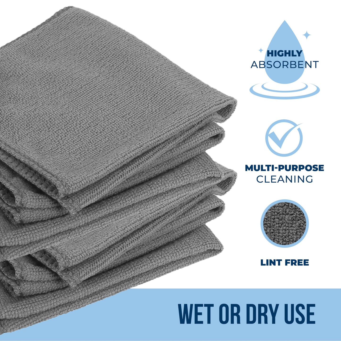 GREEN LIFESTYLE Microfiber Cleaning Cloth 11.5" x 11.5" 150 Pack - Edgeless Microfiber Towels for Cars, Cleaning Rags, Lint Free Car Microfiber Towel, Reusable Cleaning Cloths for House, Garage (Grey)