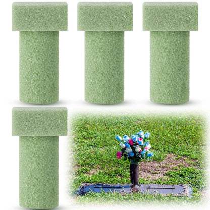Chunful 4 Pieces Floral Foam Vase Insert 3. 25 x 6 Inch Cemetery Vase Inserts Recycled Floral Foam Cemetery vases for Grave Artificial Flowers Home Florist Headstone Decoration Flower Arrangements